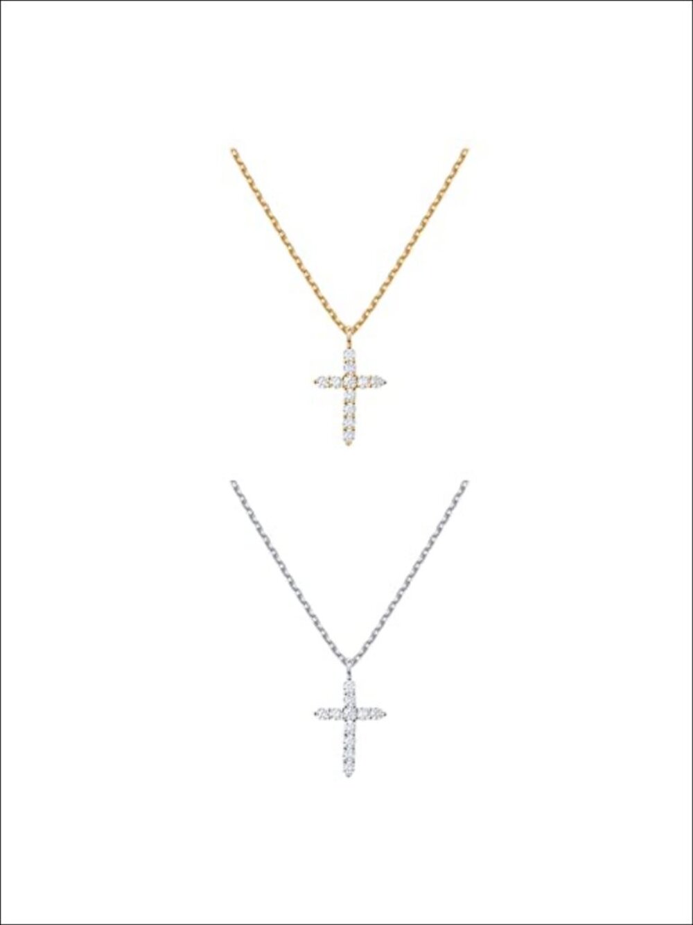 14K Gold Plated Cross Necklace Cubic Zirconia Pendant Faith Jewelry Gift